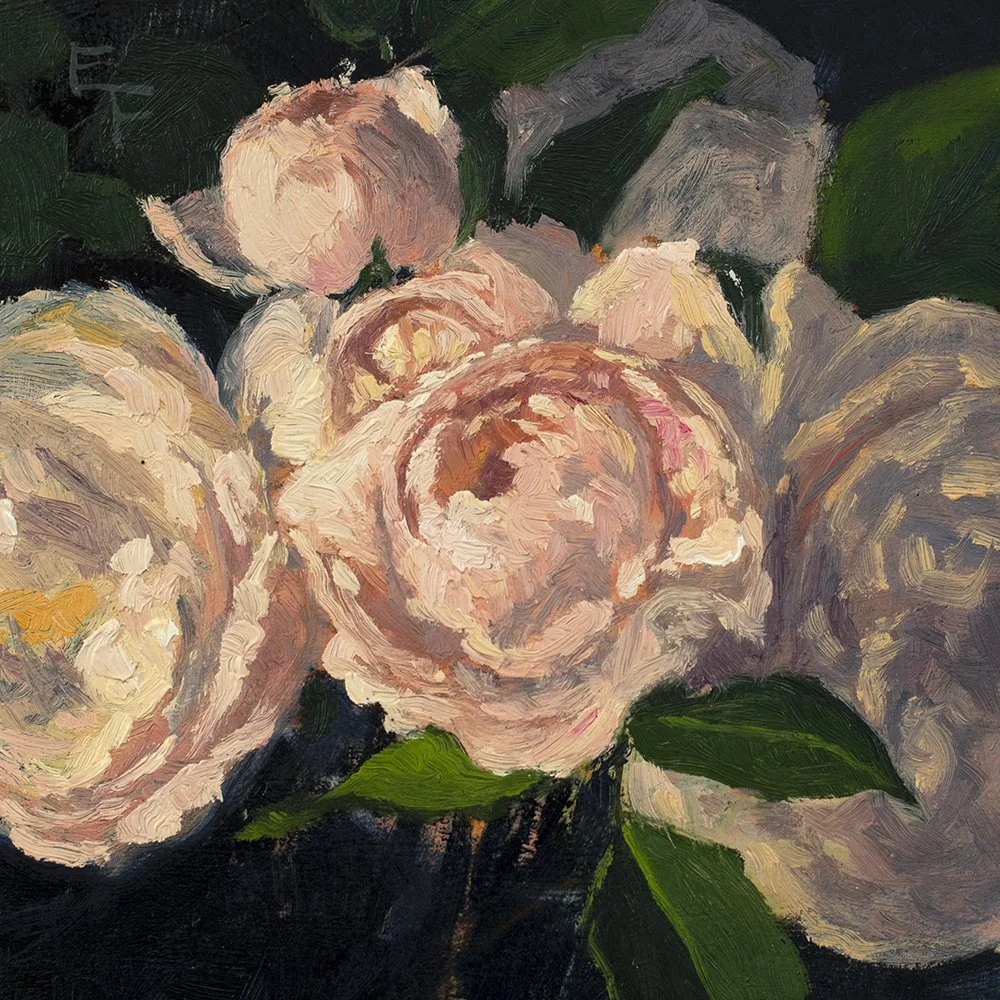 Roses, 6x6 inches, original oil painting — Elizabeth Floyd